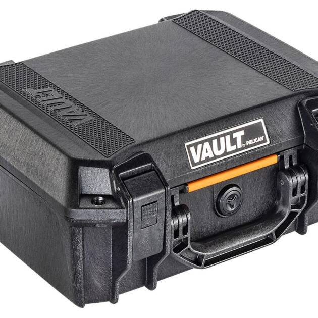 Pelican VCV200 Vault Case Medium Size made of Polymer with Black Finish, Heavy Duty Handles, Foam Padding & 2 Push Button Latches 14" L x 10" W x 5.50" D